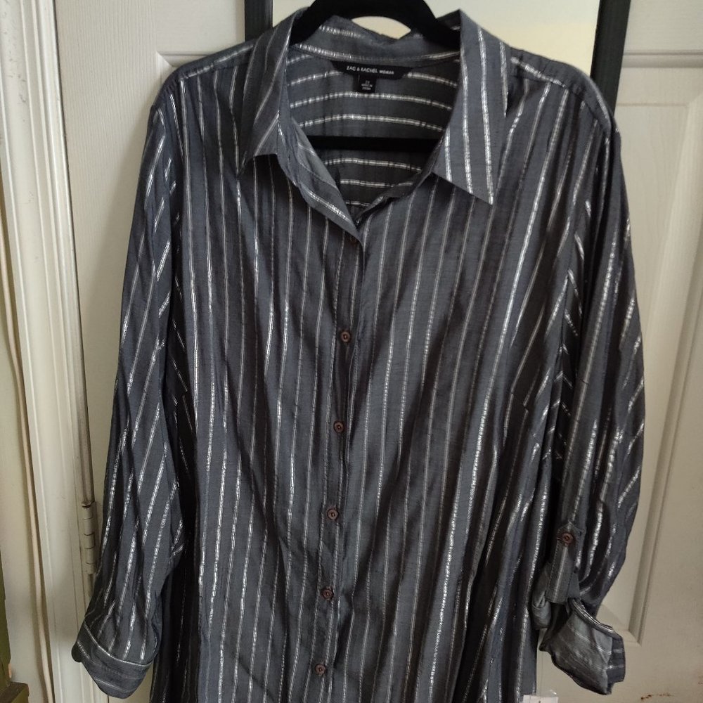 Zac & Rachel Grey/Silver Long Blouse - NWT- sz. 2X